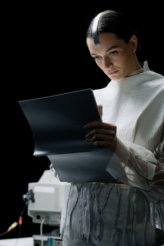 Woman Holding a Folder